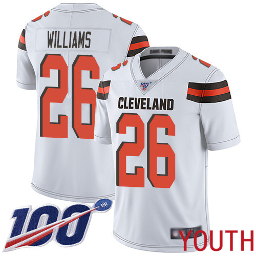 Cleveland Browns Greedy Williams Youth White Limited Jersey 26 NFL Football Road 100th Season Vapor Untouchable
